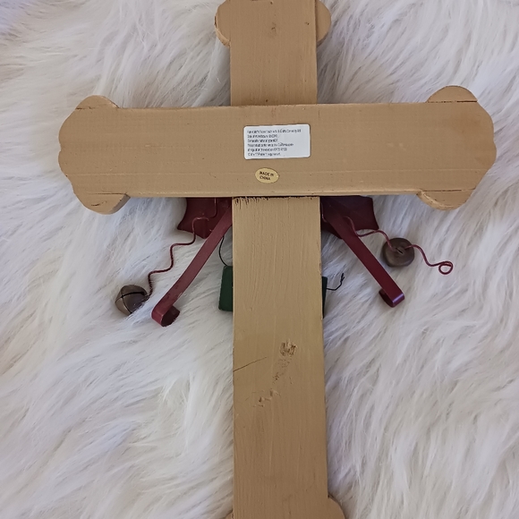 Wooden Cross with Metal Poinsettia Design - Picture 3 of 5